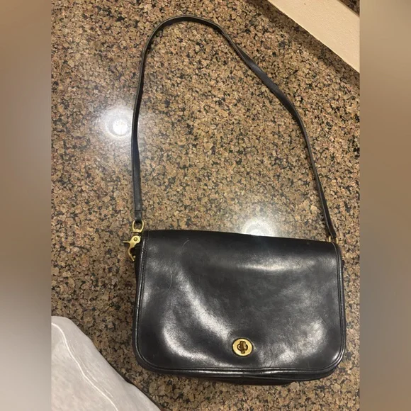 Coach Black Leather Bag with Gold Accents - LIKE NEW s-l400.jpg main image 2
